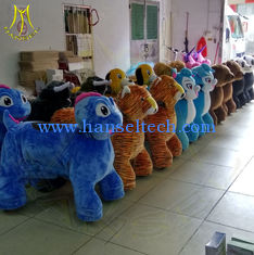 China Hansel rich toys rocking horse amusment rides for sale unicorn motorized plush animal coin operated kiddie rides proveedor