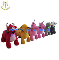 China Hansel  rechargeable battery operated coin operated stuffed rides on unicorn motorized plush animal proveedor