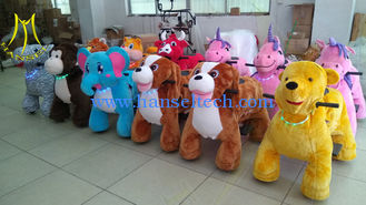 China Hansel stuffed animal unicorn on wheels coin operate game machine coin kiddy ride for mall proveedor