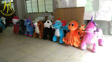 Hansel amusement walking coin operated motorized plush riding animals proveedor